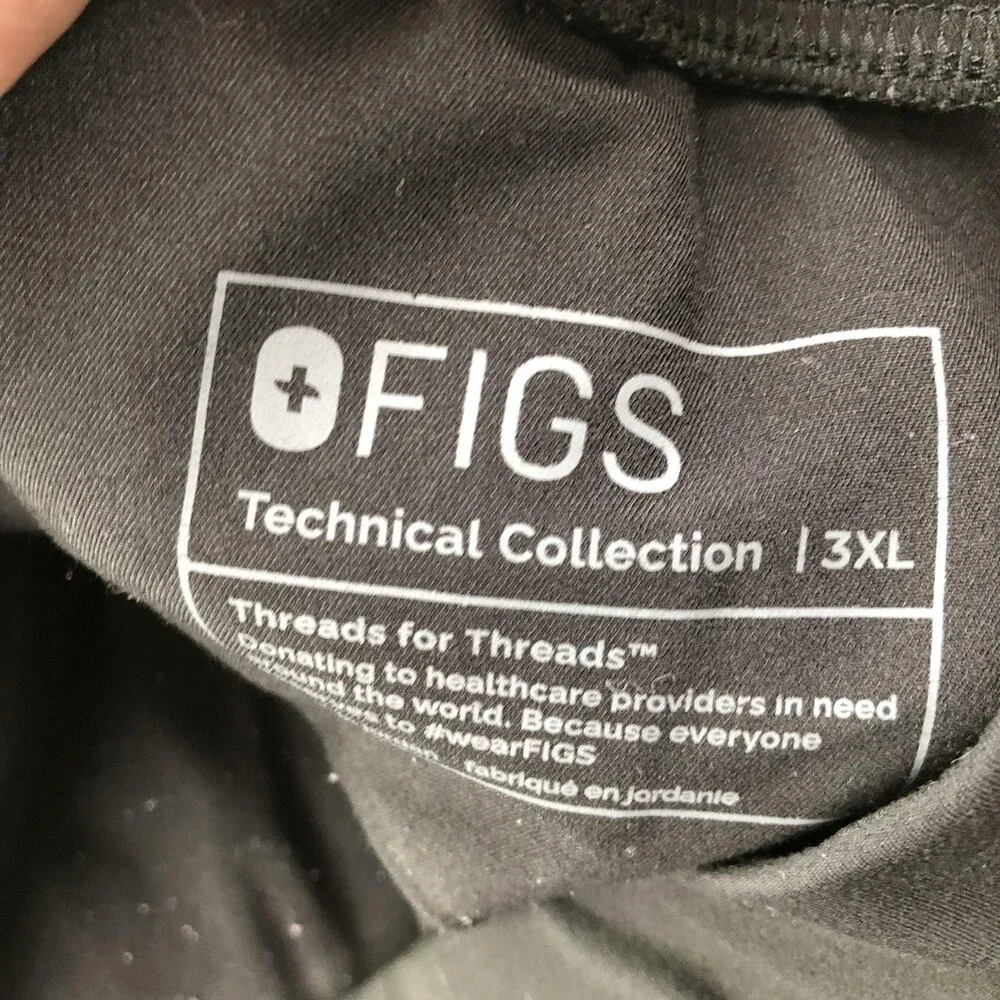 FIGS Scrub Pants Mens 3XL Black Technical Collection Straight Leg Drawstring